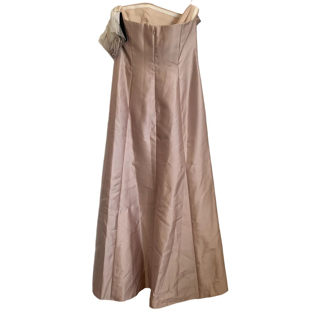 NWT‎ Alfred Sung Strapless Satin Trumpet Gown with Front Slit in Cameo - Picture 3 of 8